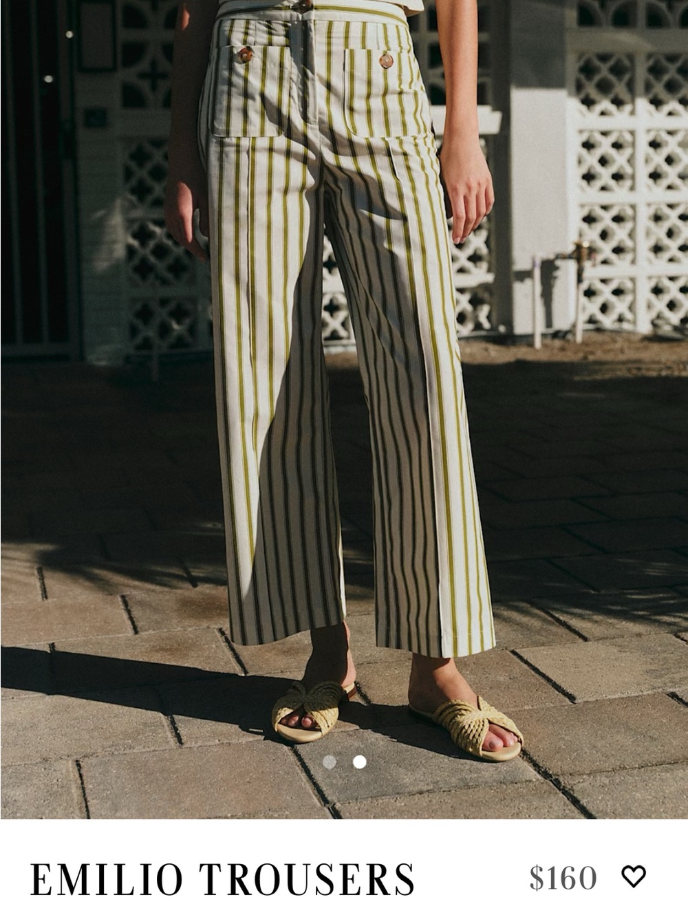 Sézane Emilio Trouser Green Khaki Stripe